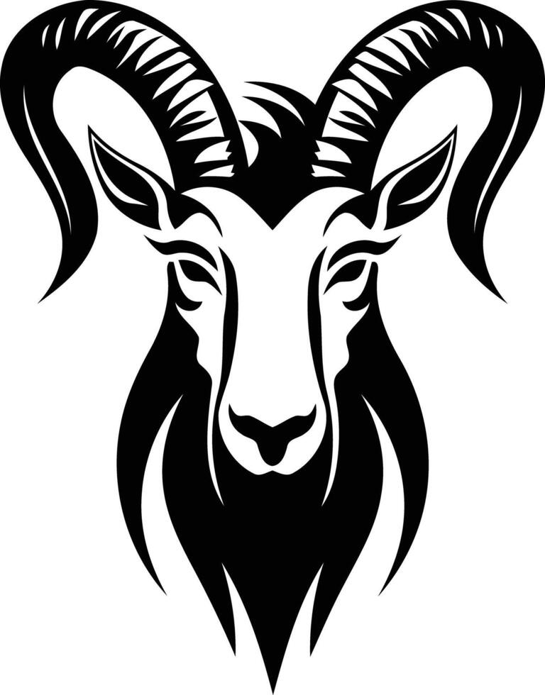 Black and white illustration of a goat's head, perfect for tattoos, logos, or designs vector