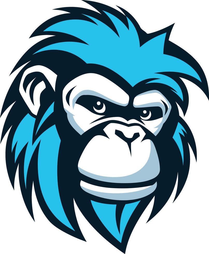 Blue-Haired Monkey Mascot Illustration vector