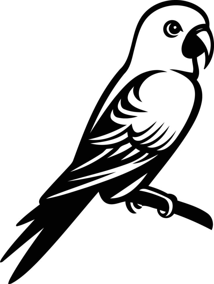 Black and white illustration of a parrot, perfect for tattoo designs, logos, and illustrations vector