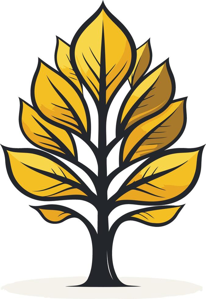 A stylized golden tree with a simple, modern design vector