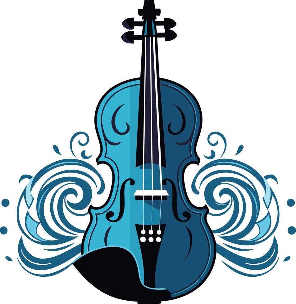 Blue Violin with Swirling Design vector
