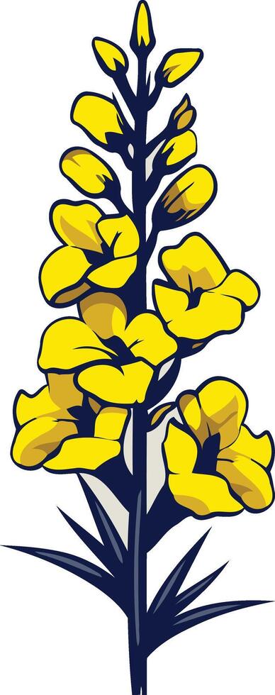 Yellow Flower Stem with Blue Stem vector