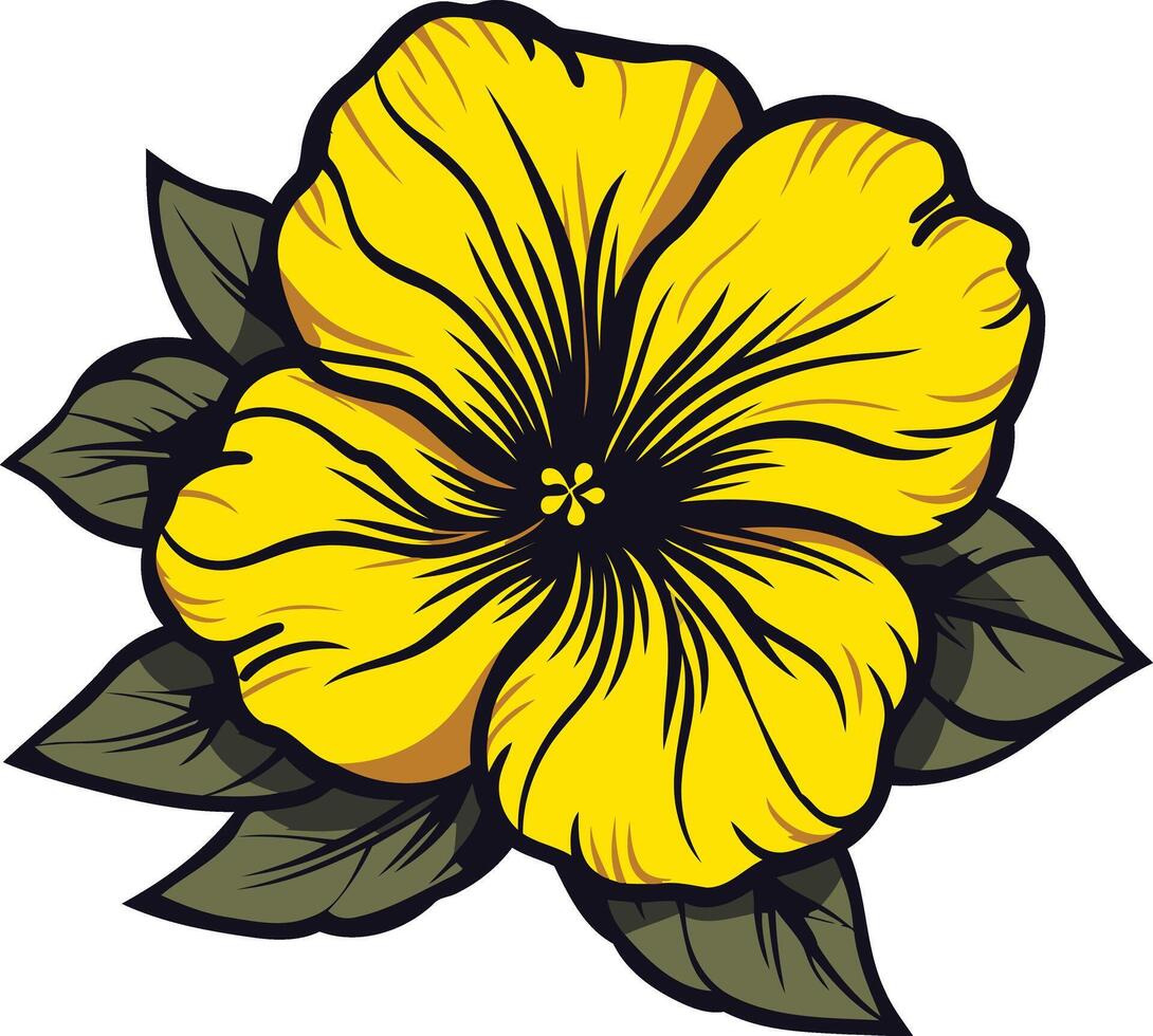 Yellow Flower with Green Leaves vector