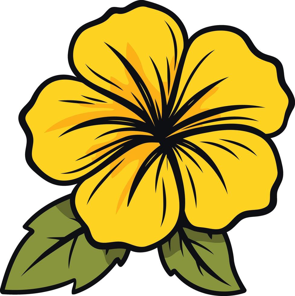 Yellow Hibiscus Flower Illustration vector