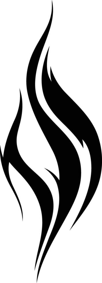 A simple, bold black flame design, perfect for tattoos, branding, or graphic design vector