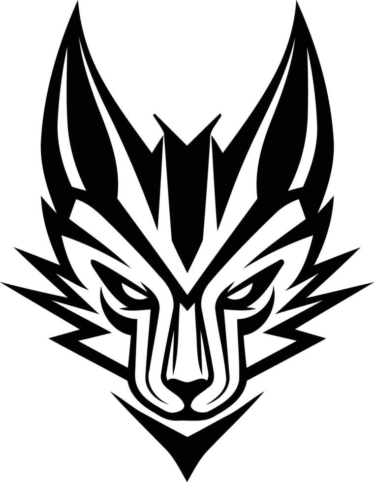 A fierce and stylized wolf head in black and white, perfect for tattoo designs, branding, or graphic projects vector