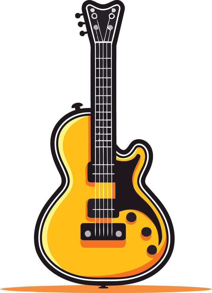 A simple, bold illustration of a yellow electric guitar, perfect for music-related designs, websites, and social media posts vector