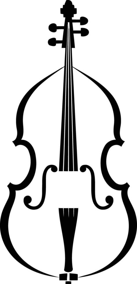 Simple black and white illustration of a double bass vector