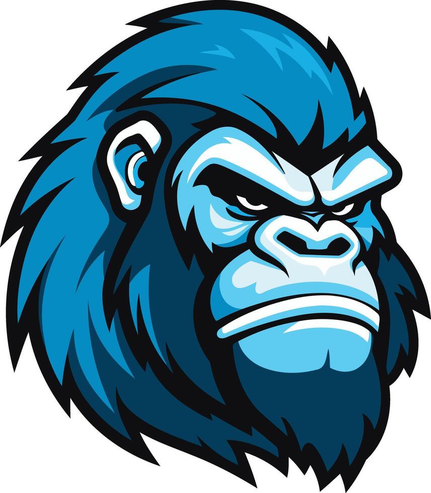 Powerful blue gorilla head mascot logo design vector