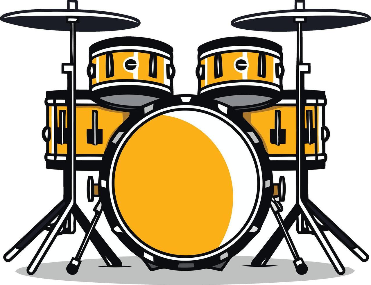 A vibrant illustration of a classic drum set, perfect for music-related projects, branding, and designs vector