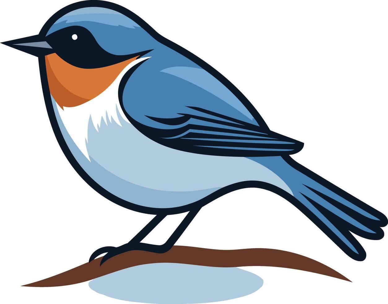 Cartoon Bluebird Perched on a Branch vector