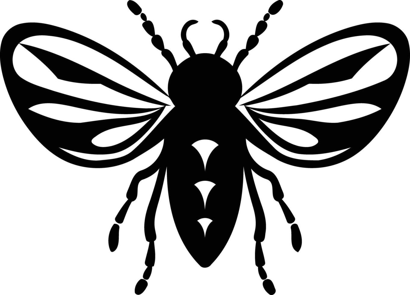 Stylized black and white illustration of a bee, perfect for nature, insect, and tattoo-themed designs vector