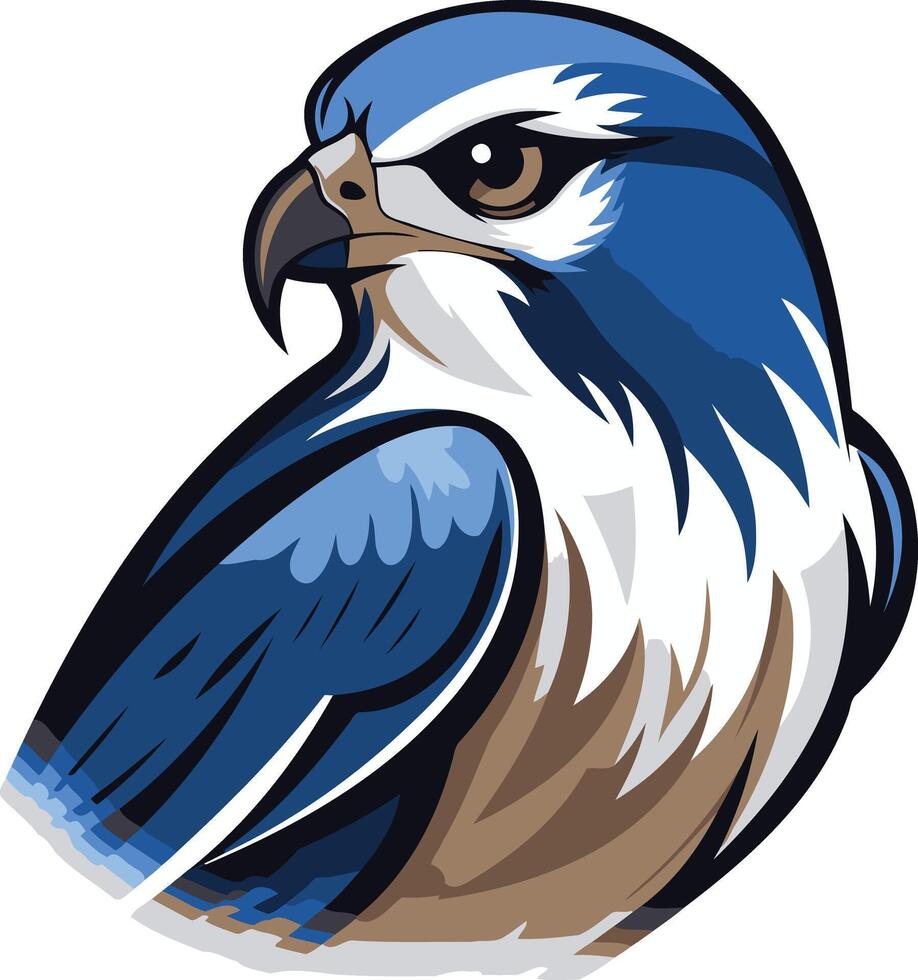 Blue and Brown Cartoon Falcon vector