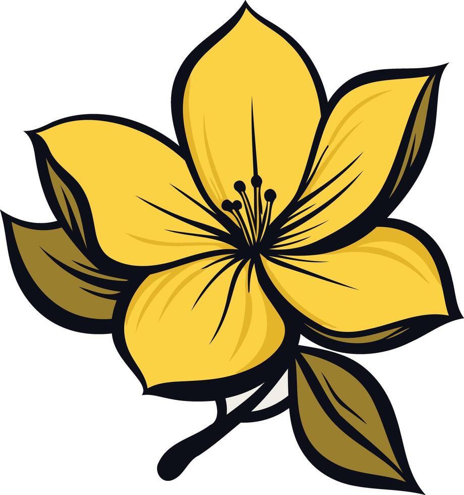 Yellow Flower with Green Leaves vector