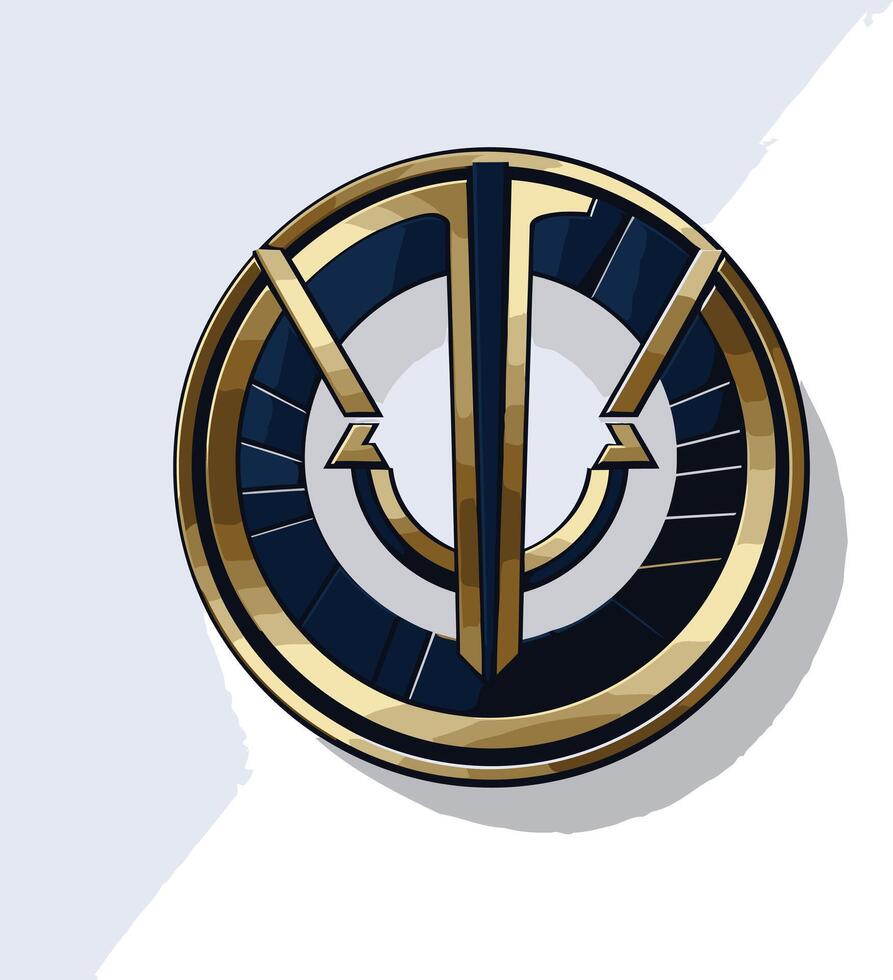 modern and minimalist logo design with a circular shape and geometric elements in gold and blue color scheme vector