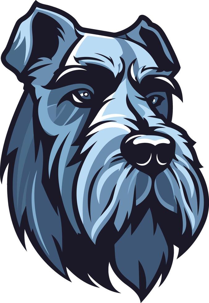 A striking, detailed illustration of a blue miniature schnauzer, perfect for dog-related branding, logos, and designs vector