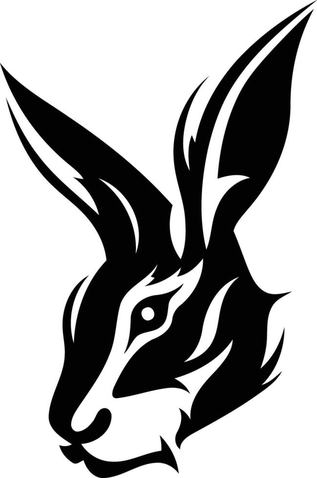 Stylized black and white rabbit head tattoo design vector