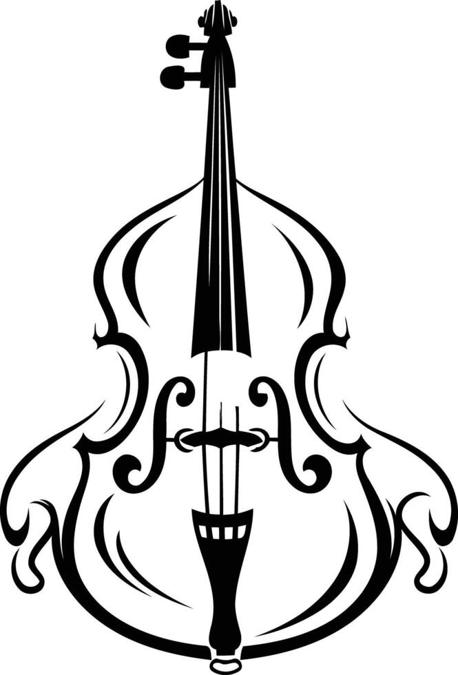 A simple yet elegant black and white illustration of a cello vector