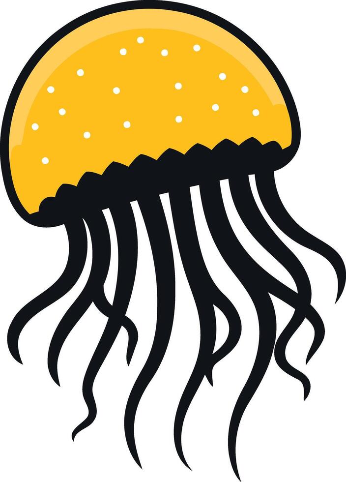 Cartoon Yellow Jellyfish Illustration vector