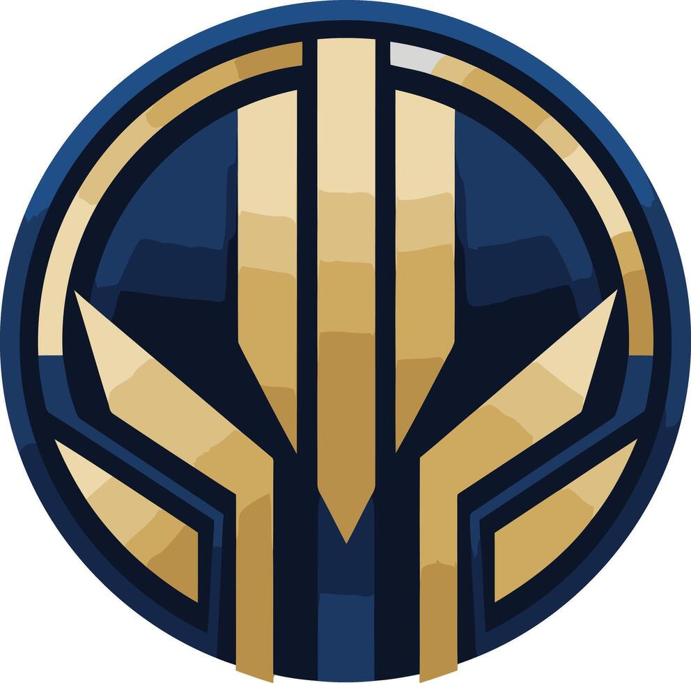 Modern and abstract logo design featuring a bold, geometric shape in blue and gold vector