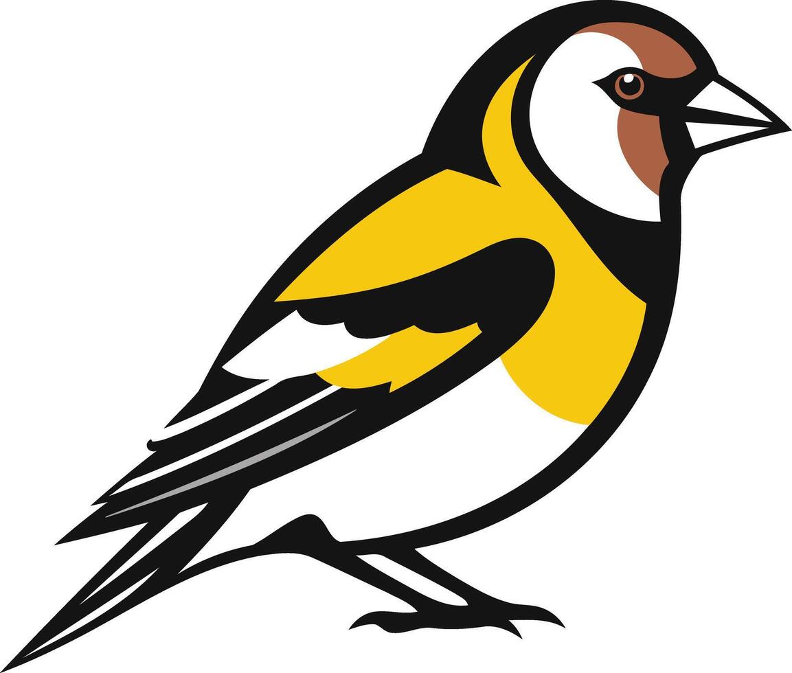 A simple and bold illustration of a goldfinch, perfect for nature-themed branding, ornithology resources, or children's products vector
