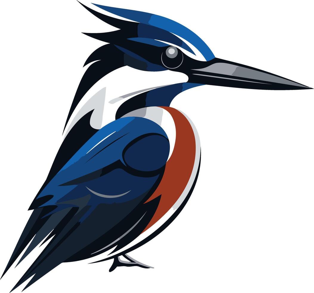 A stylized illustration of a kingfisher bird, perfect for logo designs, branding, and wildlife-themed projects vector