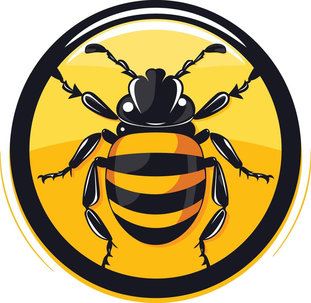 Bee Illustration in a Yellow Circle vector