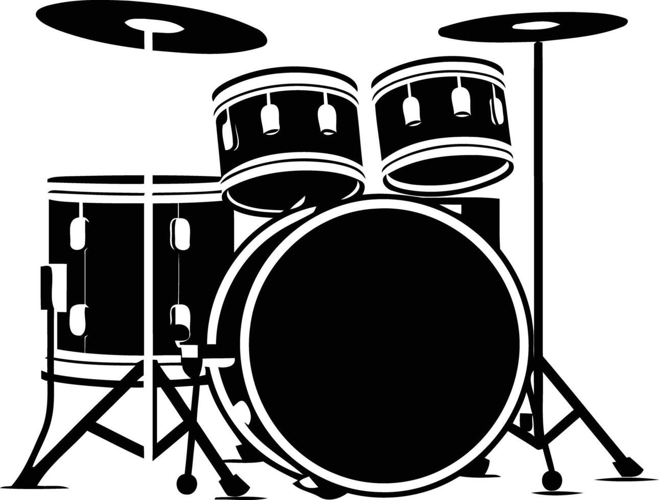 A simple, yet bold silhouette of a drum set vector