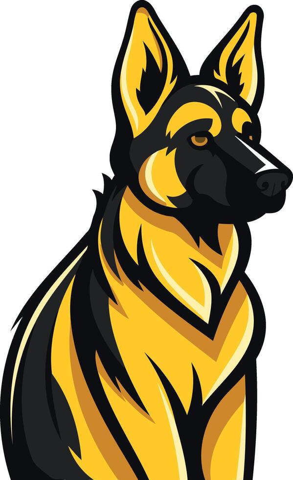 A bold, stylized illustration of a german shepherd, perfect for branding, logos, or merchandise vector