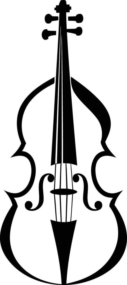 Simple black and white silhouette of a cello, perfect for music themed designs and branding vector