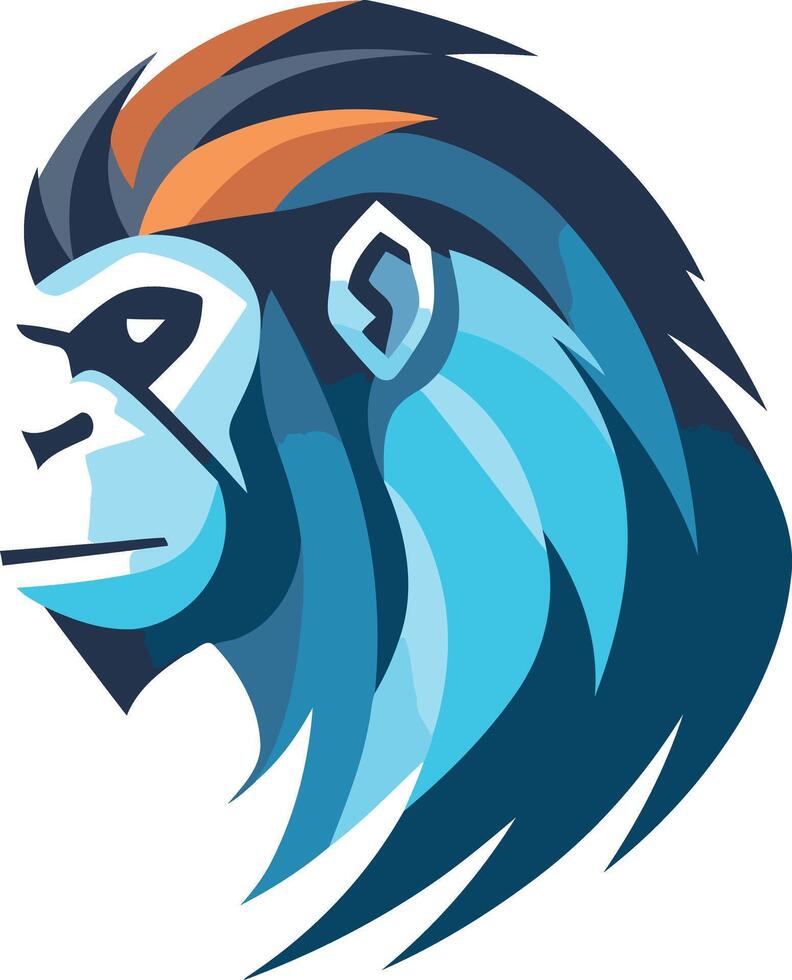 A bold and stylish logo featuring a stylized gorilla head with a blue and orange color scheme vector