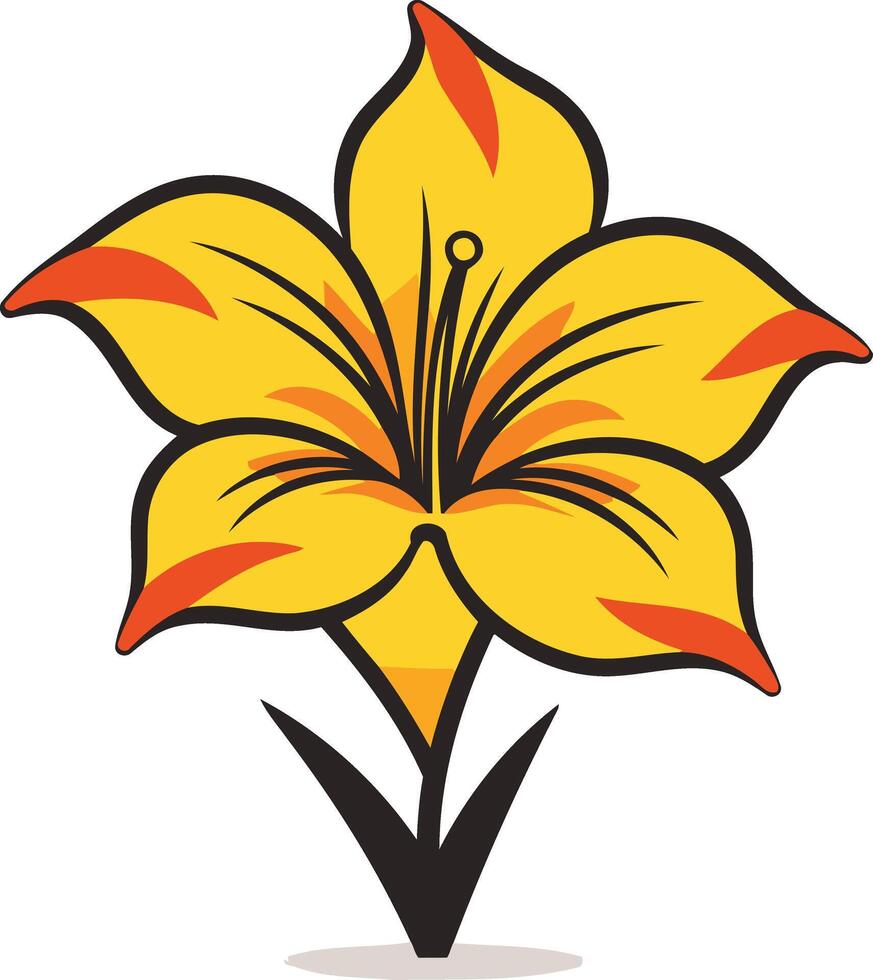 A simple, stylized yellow flower with red accents, perfect for branding, logos, or web design vector