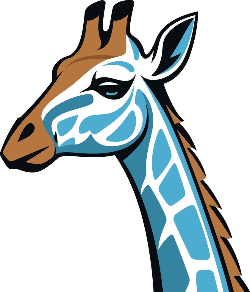 Giraffe Head with Blue Pattern vector