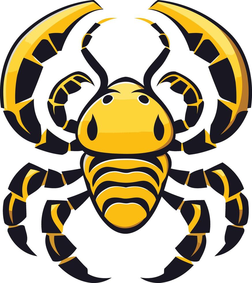 A bold and striking yellow and black insect logo design, perfect for a sports team, brand, or company looking for a powerful and unique visual identity vector