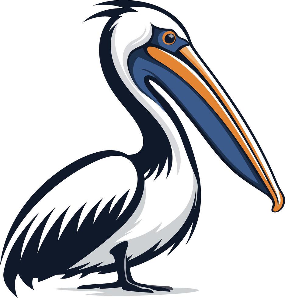 A bold and stylized illustration of a pelican, perfect for branding, logos, or as a mascot for businesses or organizations related to nature, conservation, or coastal living vector