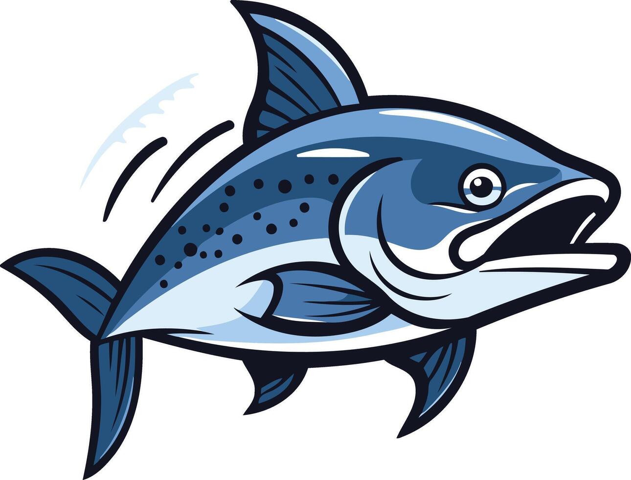 A cartoon illustration of a blue fish with an open mouth, perfect for branding or mascot use vector