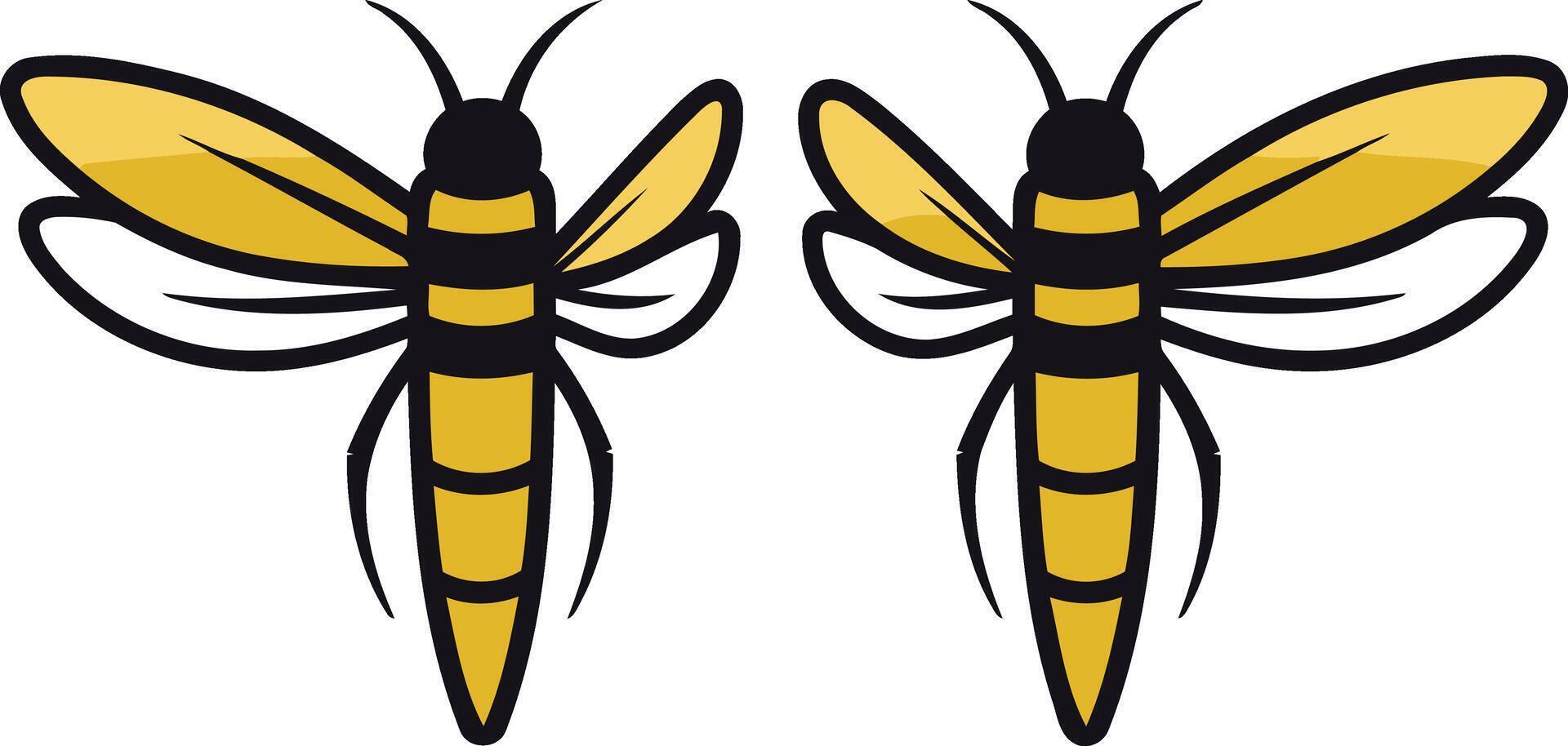 Two Cartoon Bees in Flight vector