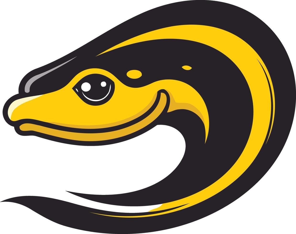 A friendly cartoon snake with a yellow body and black stripes, perfect for a logo, mascot, or branding for a company or product vector