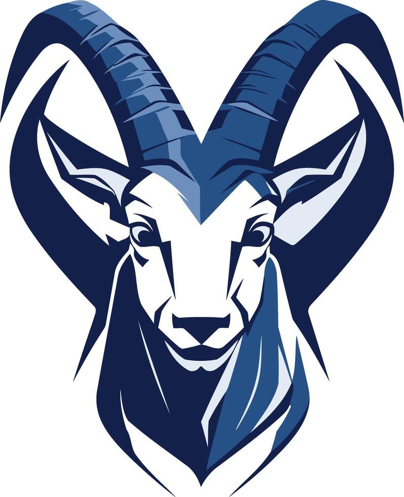 A bold and striking logo featuring a stylized mountain goat head, perfect for a brand seeking strength, resilience, and a connection to nature vector