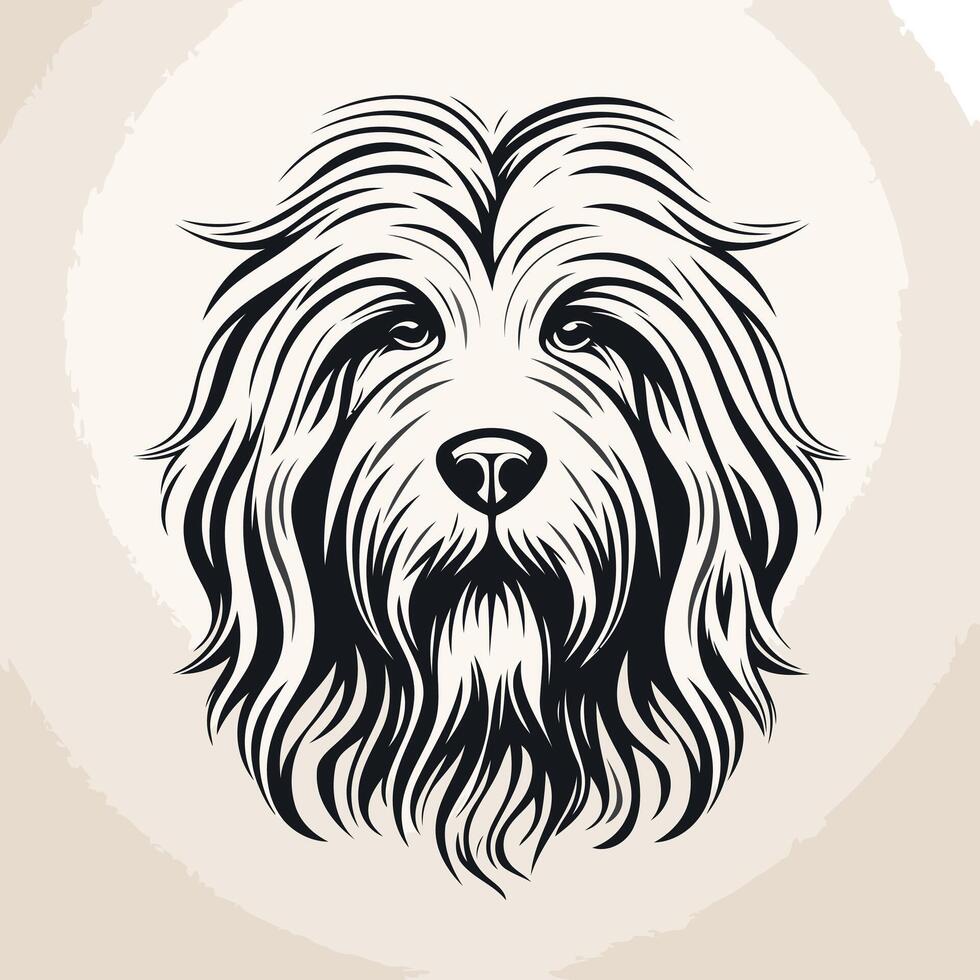 Black and White Illustration of a Dog's Face vector