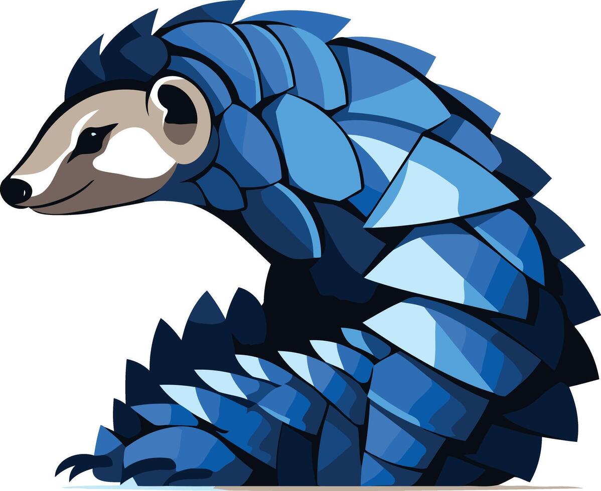 A stylized blue pangolin, perfect for eco-conscious brands and nature-inspired designs vector