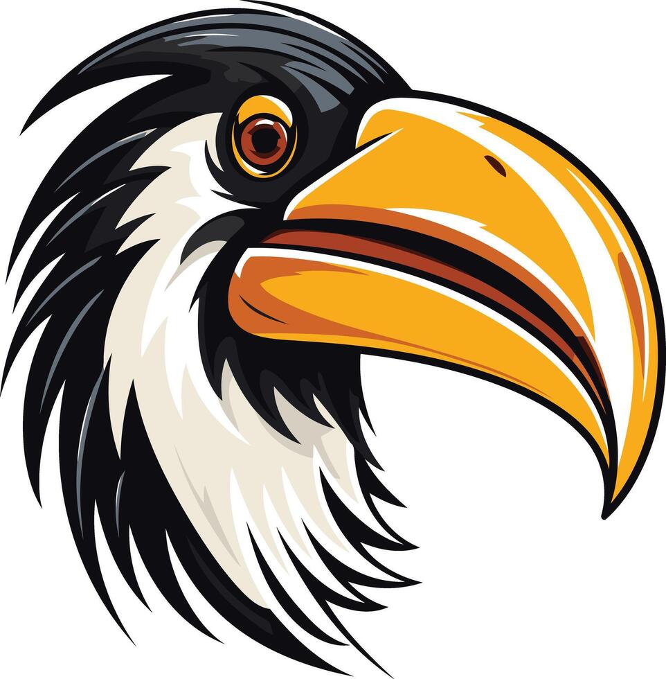 A vibrant illustration of a toucan's head, showcasing its iconic large beak vector