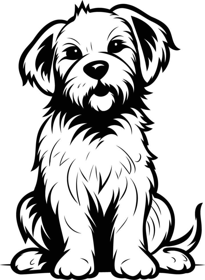 A cute, cartoon-style illustration of a small dog sitting, perfect for pet-related projects, websites, or social media vector