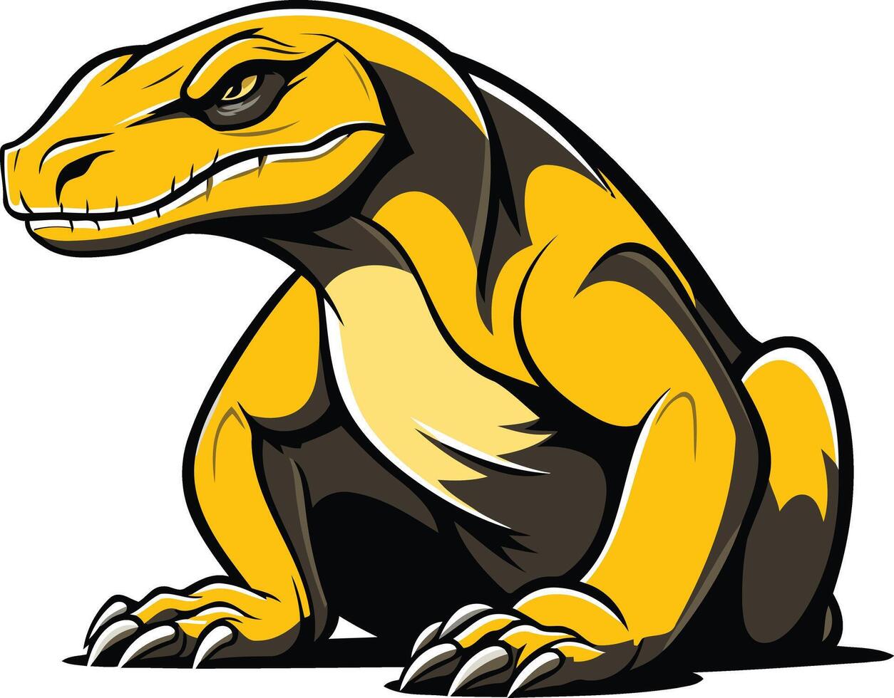 A fierce and powerful yellow lizard with sharp claws and a menacing expression vector