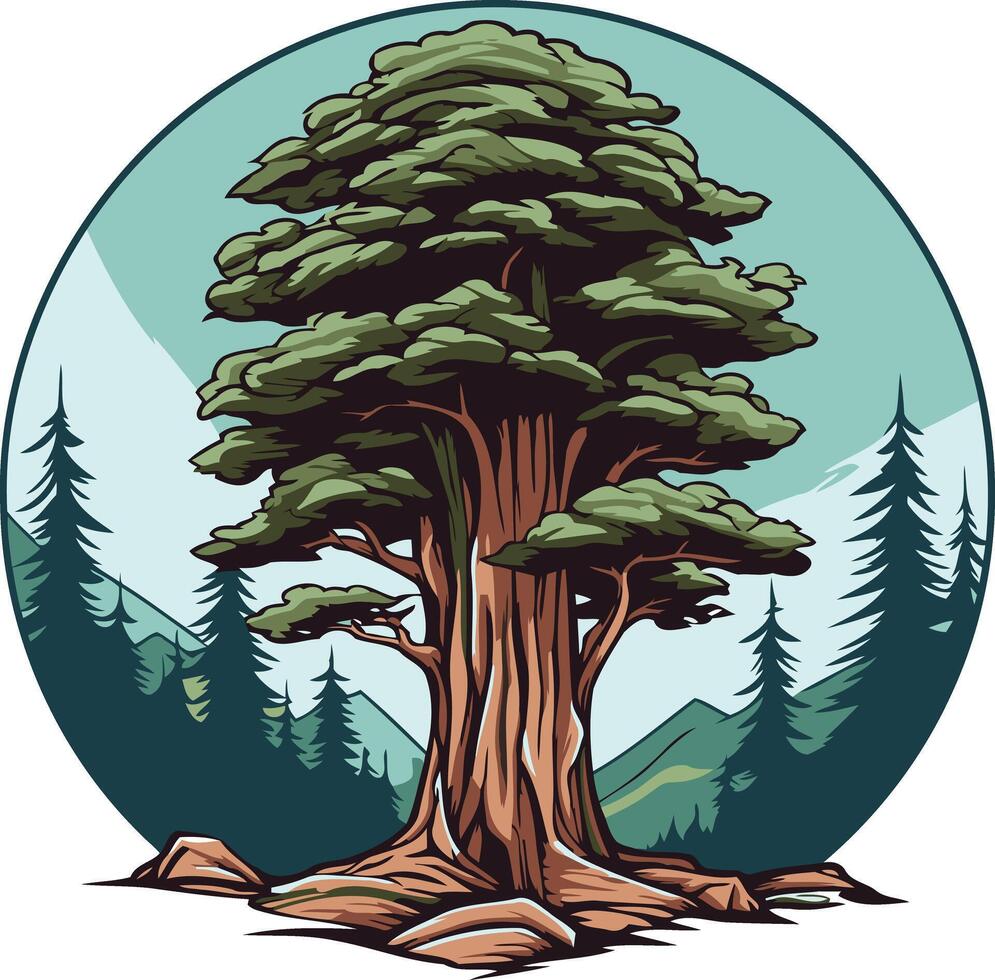 Giant Redwood Tree in a Forest Setting vector