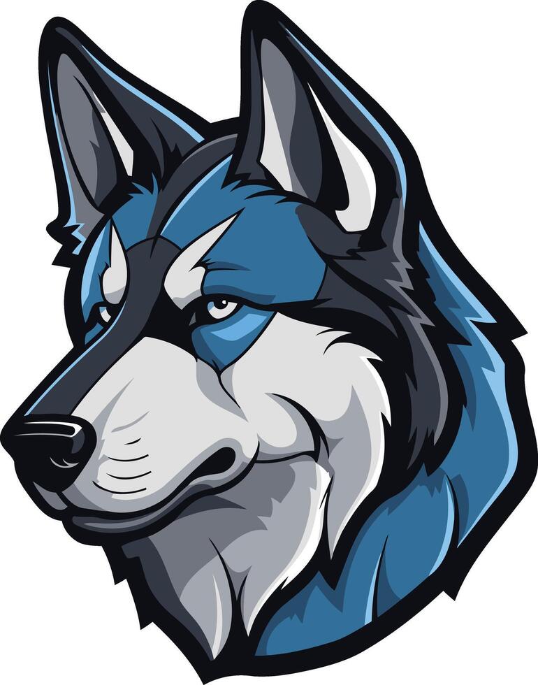 A fierce and stylized wolf head, perfect for branding, logos, and gaming designs vector