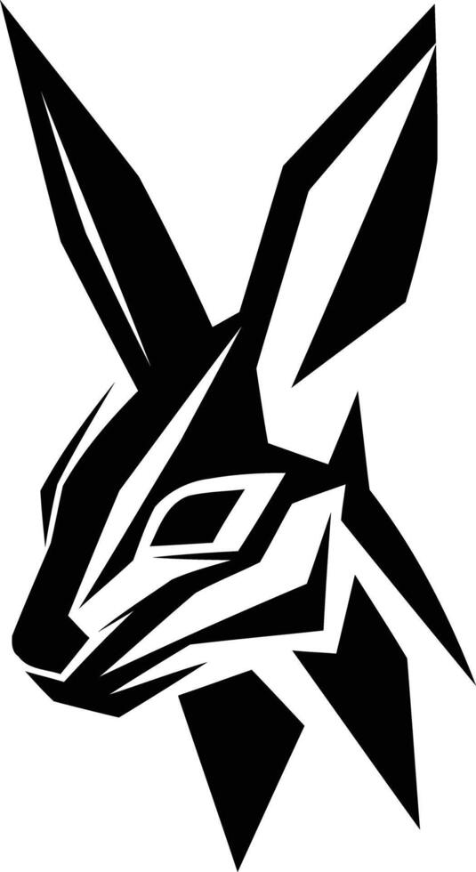 Bold and stylized black and white rabbit logo vector