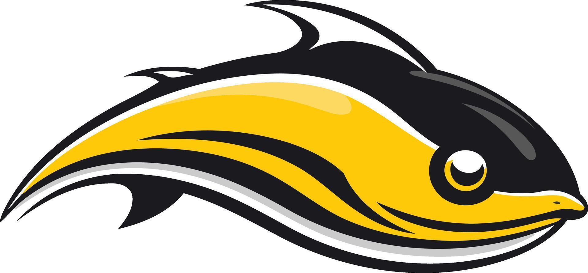 Stylized Yellow and Black Fish Logo vector