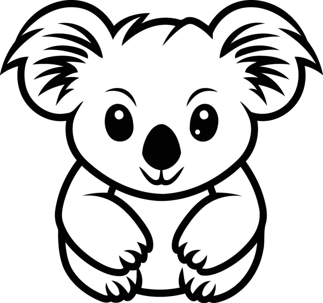 Adorable cartoon koala in a simple line art style, perfect for coloring pages, kids' books, and educational materials vector