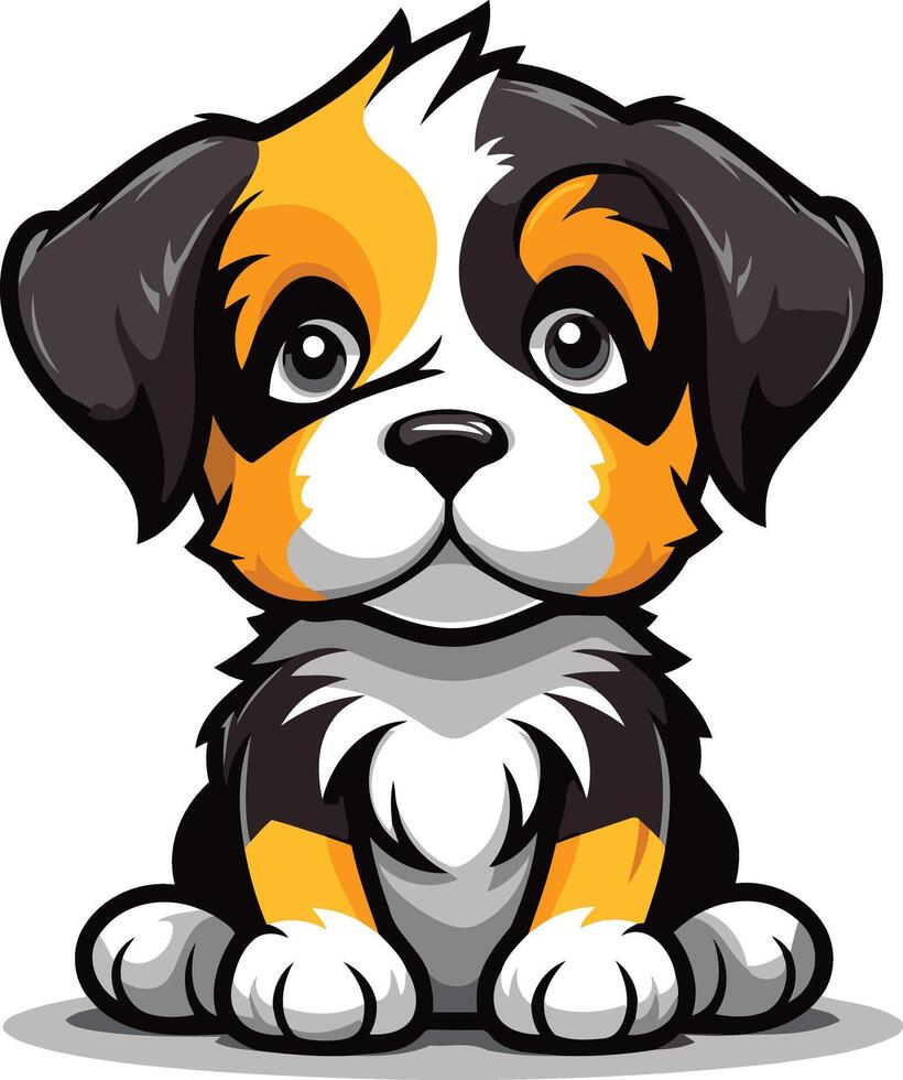 Adorable Cartoon Puppy with Big Eyes vector